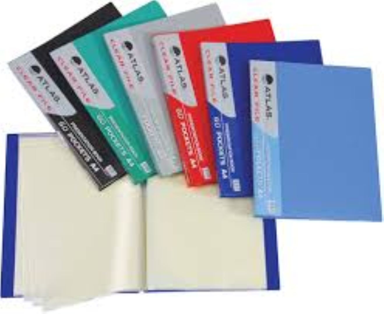 Atlas Clear File A4 40 Pocket Asst AS-F33440-ASS